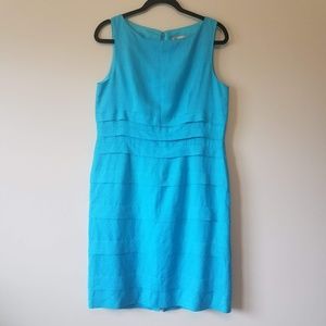 Adrianna Papell Blue Linen Layered Dress 12 C6